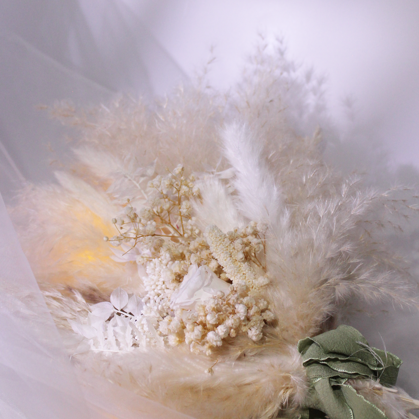 Pampas grass bouquet, ivory color small bouquet