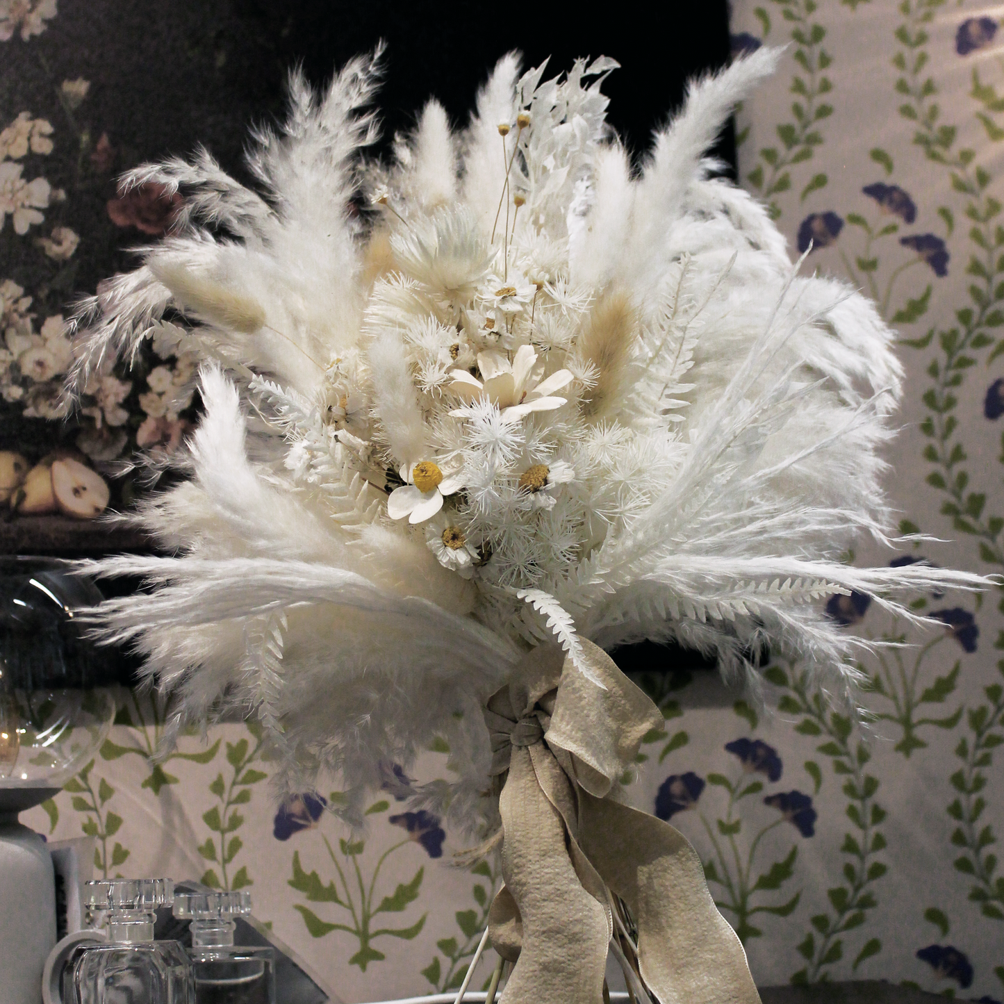 Pampas grass bouquet, white wedding bouquet
