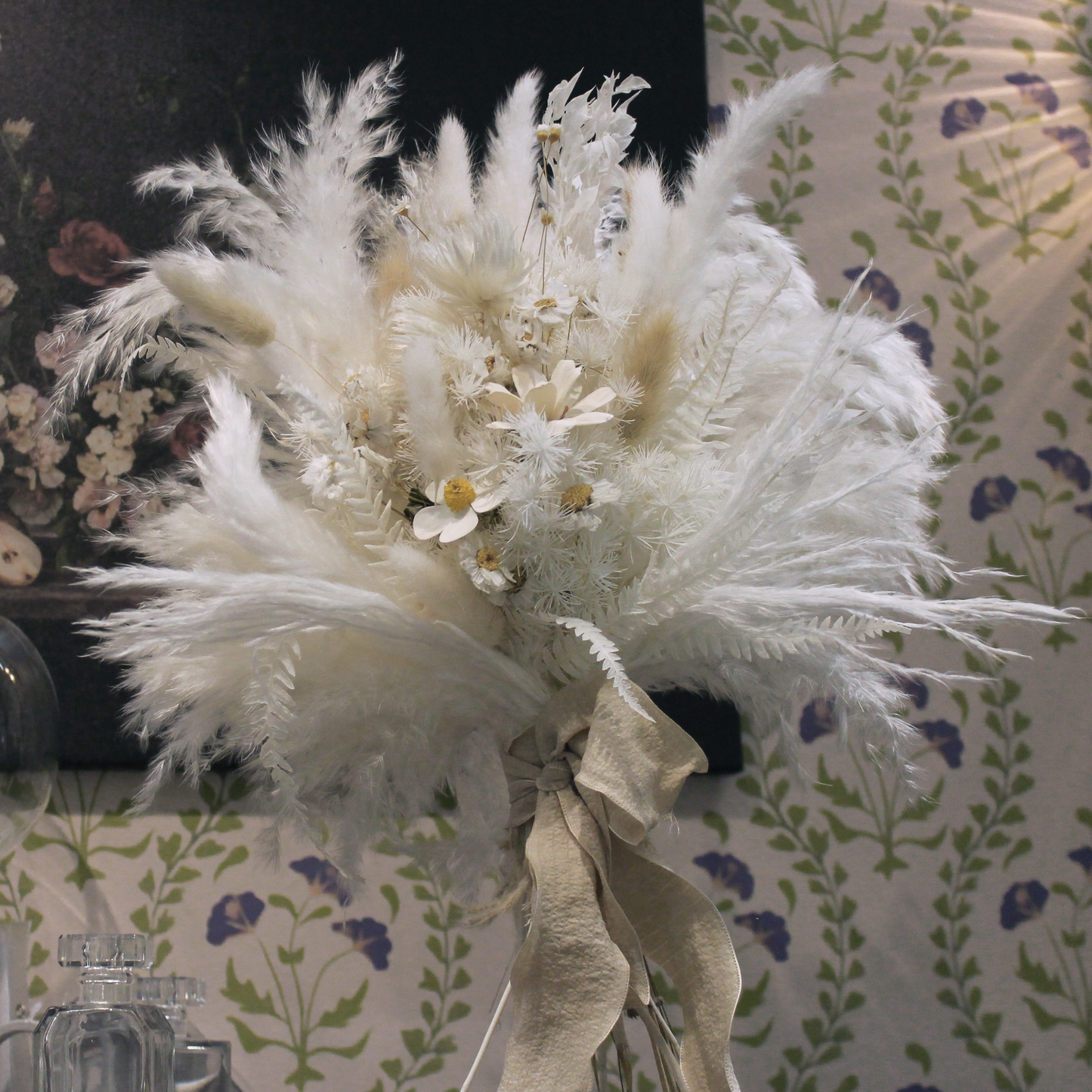 Pampas grass bouquet, white wedding bouquet