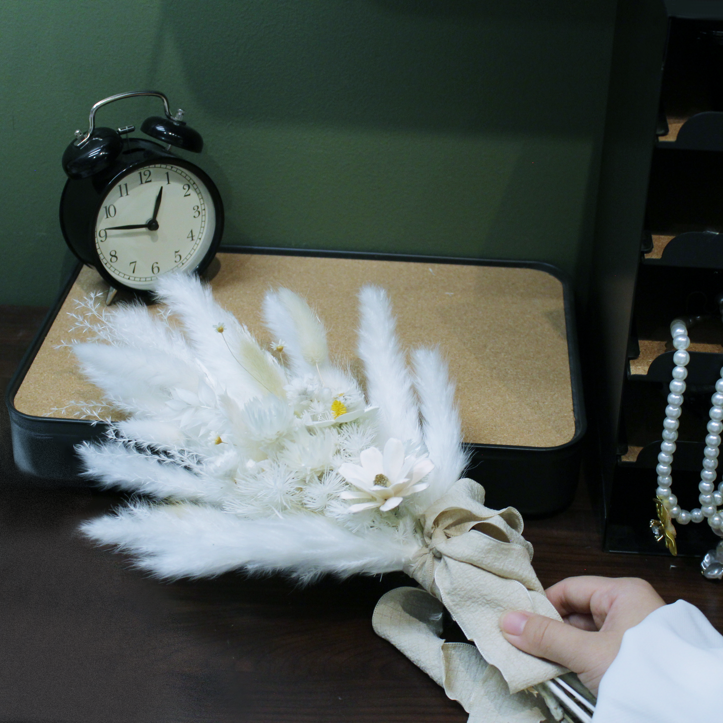Pampas grass bouquet, white small bouquet