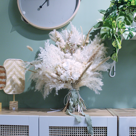 Pampas grass bouquet, ivory color large vase bouquet