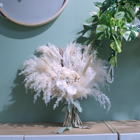 Pampas grass bouquet, ivory color wedding bouquet