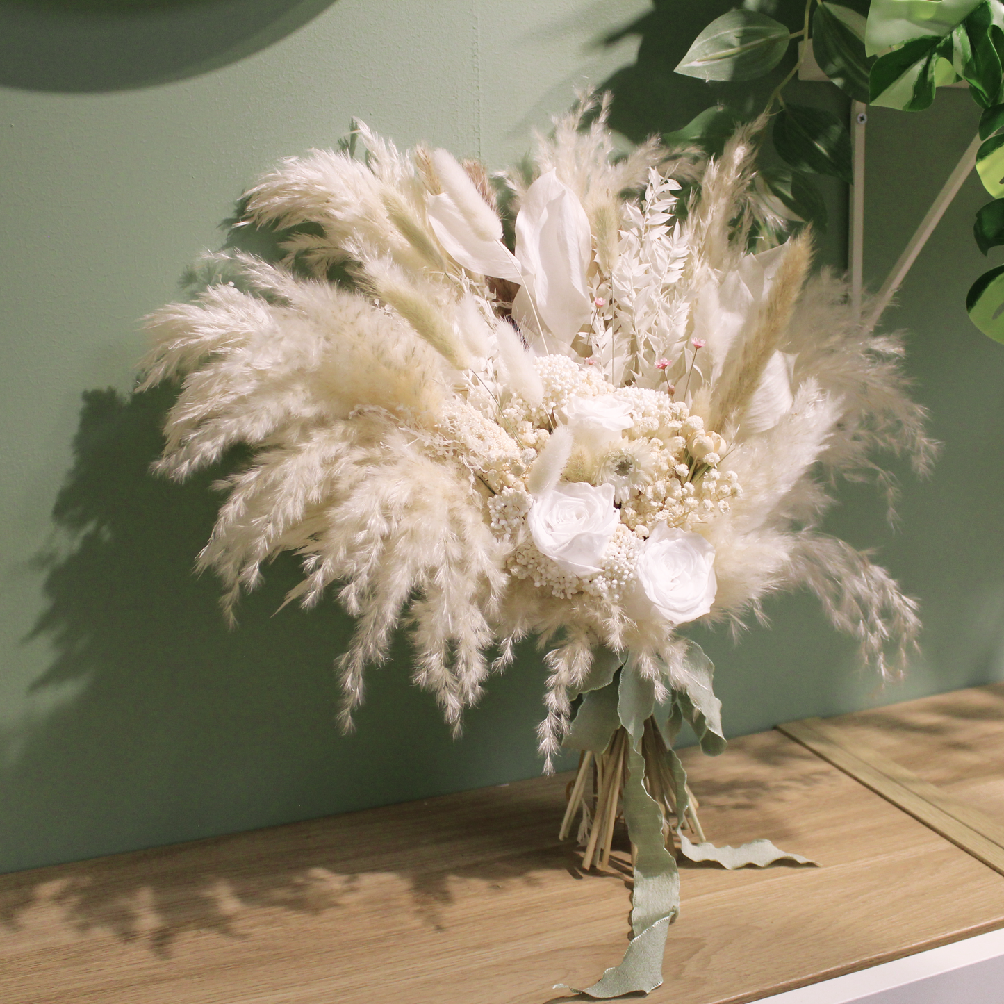 Pampas grass bouquet, ivory color wedding bouquet