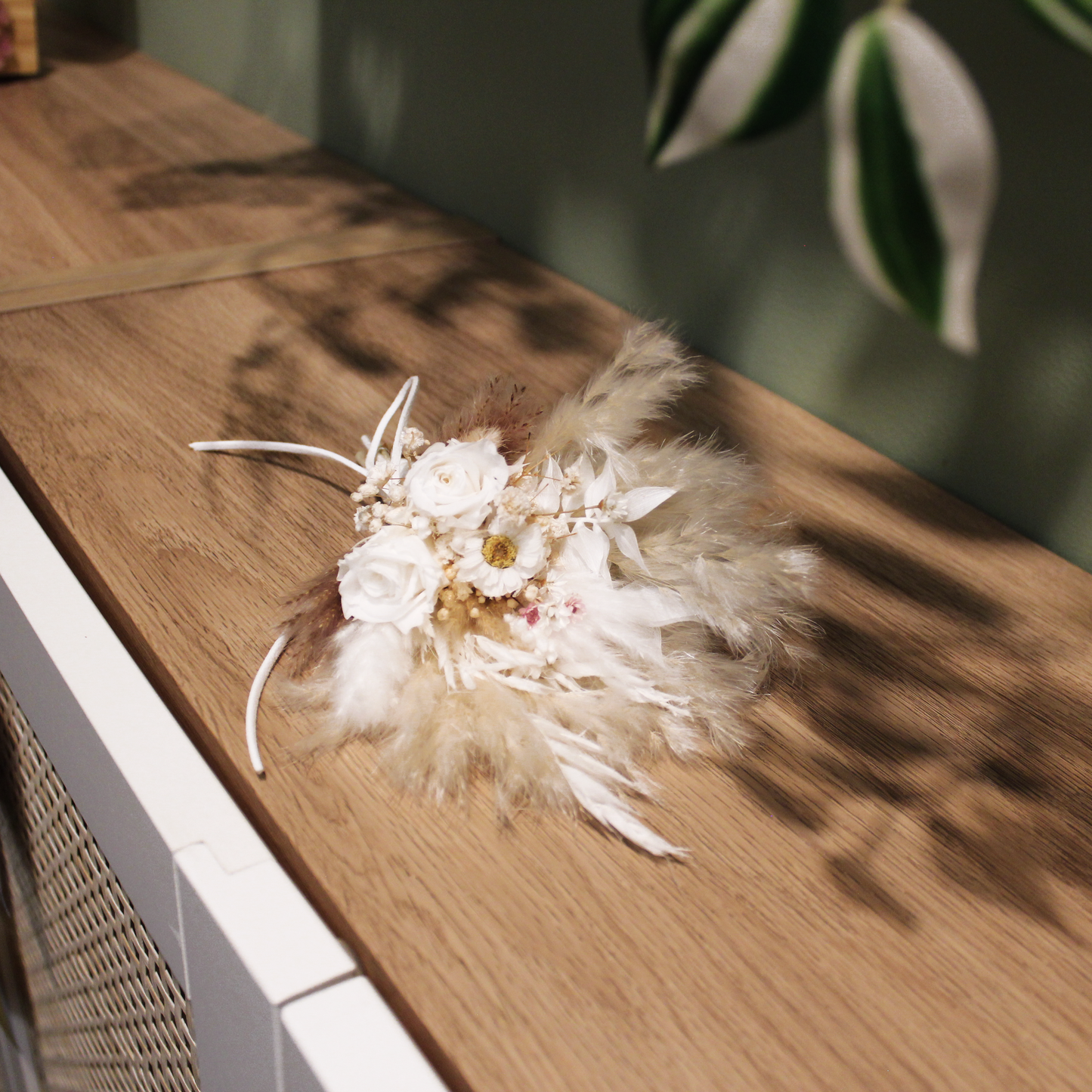 Pampas grass bouquet, ivory color mini bouquet
