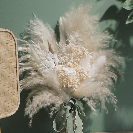 Pampas grass bouquet, ivory color small bouquet