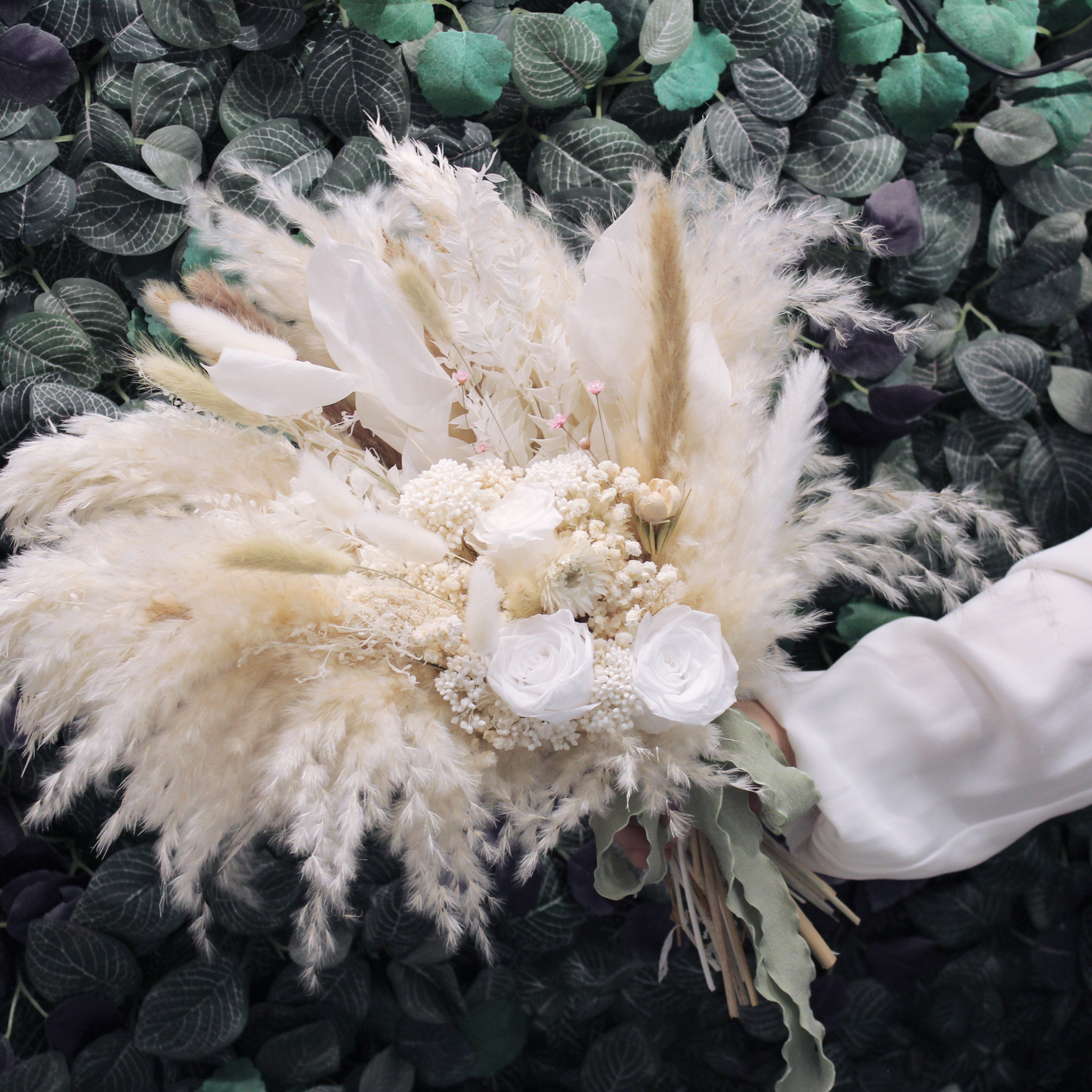 Pampas grass bouquet, ivory color wedding bouquet