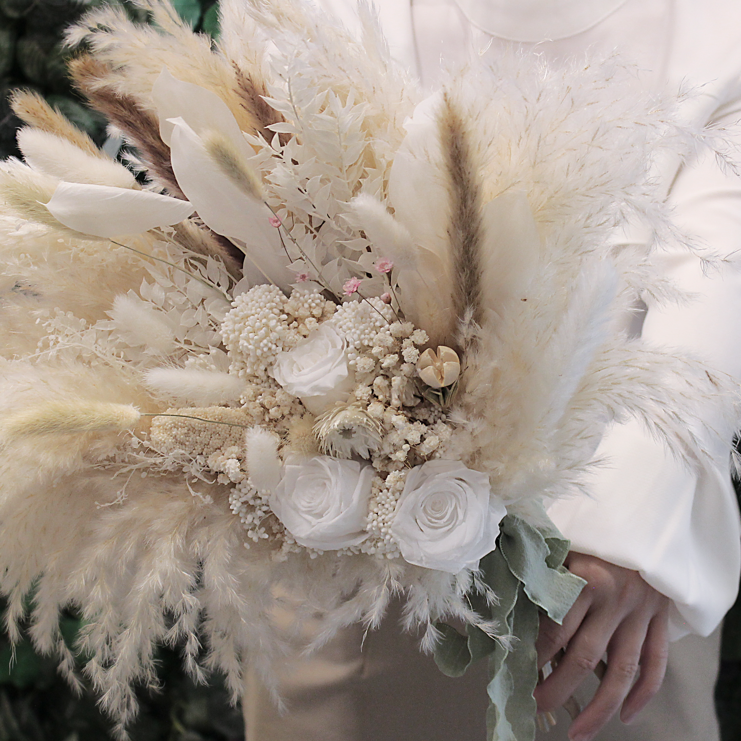 Pampas grass bouquet, ivory color wedding bouquet
