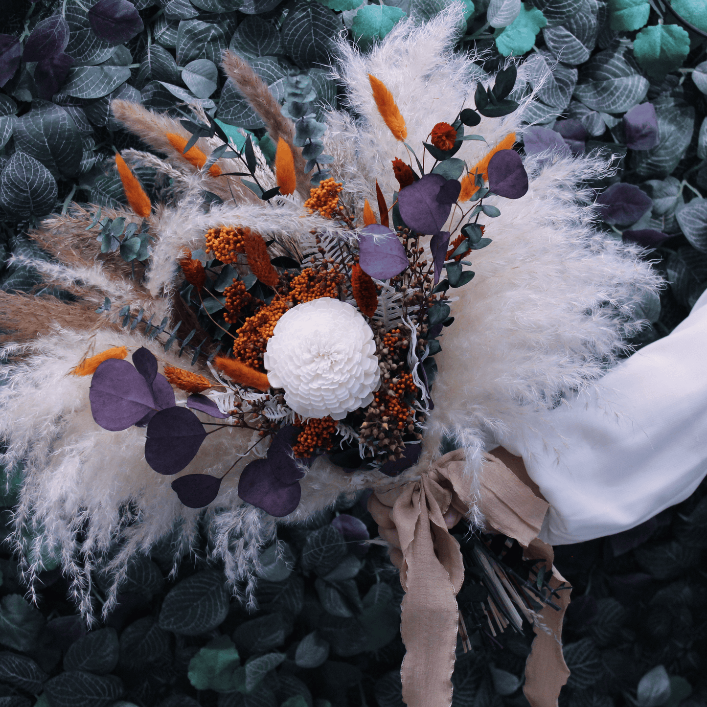 Pampas grass bouquet, terracotta wedding bouquet