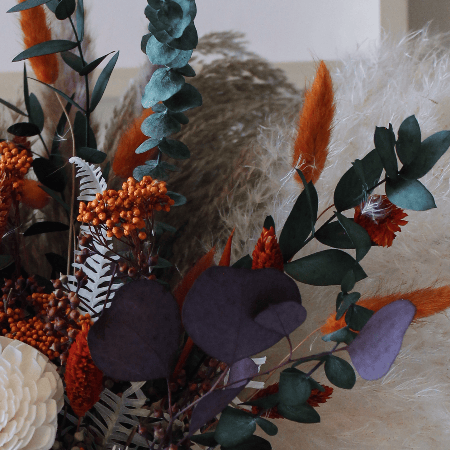 Pampas grass bouquet, terracotta wedding bouquet