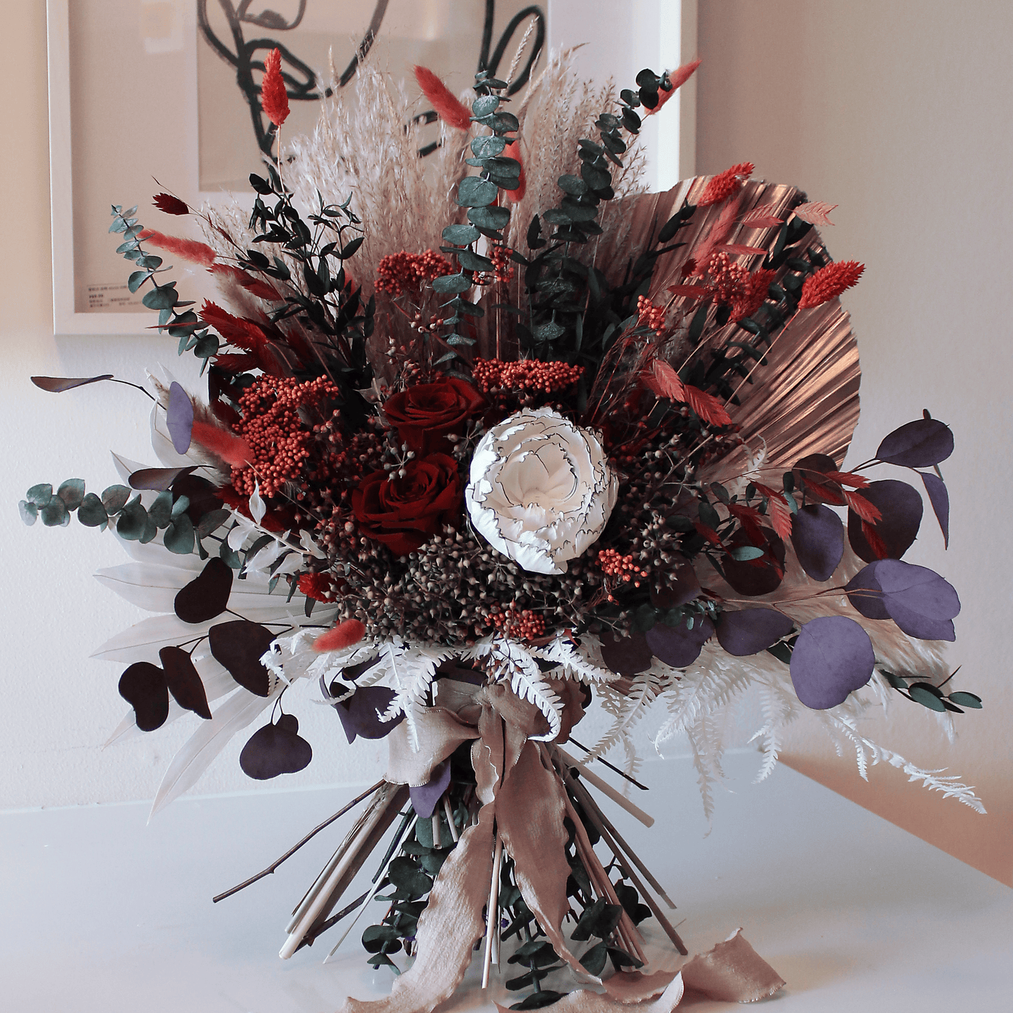 Pampas grass bouquet, terracotta large vase bouquet