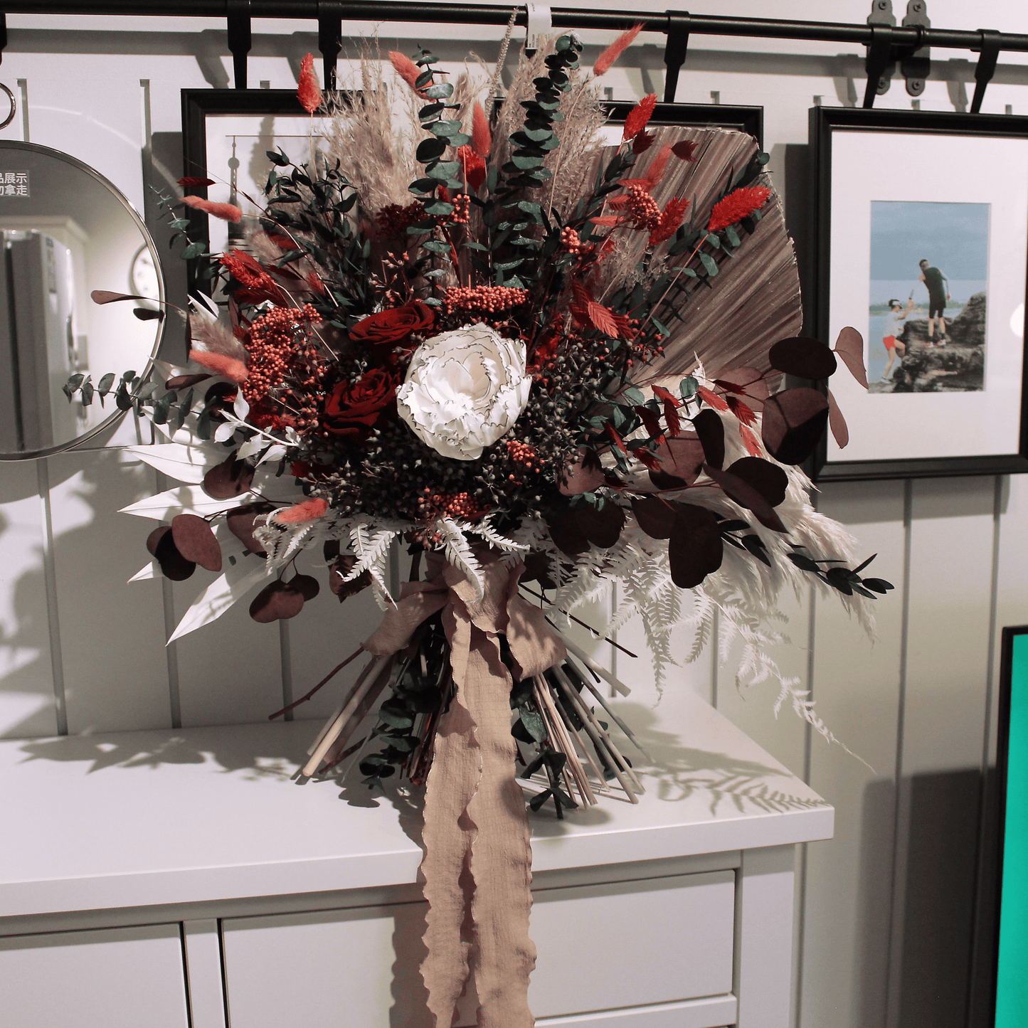 Pampas grass bouquet, terracotta large vase bouquet