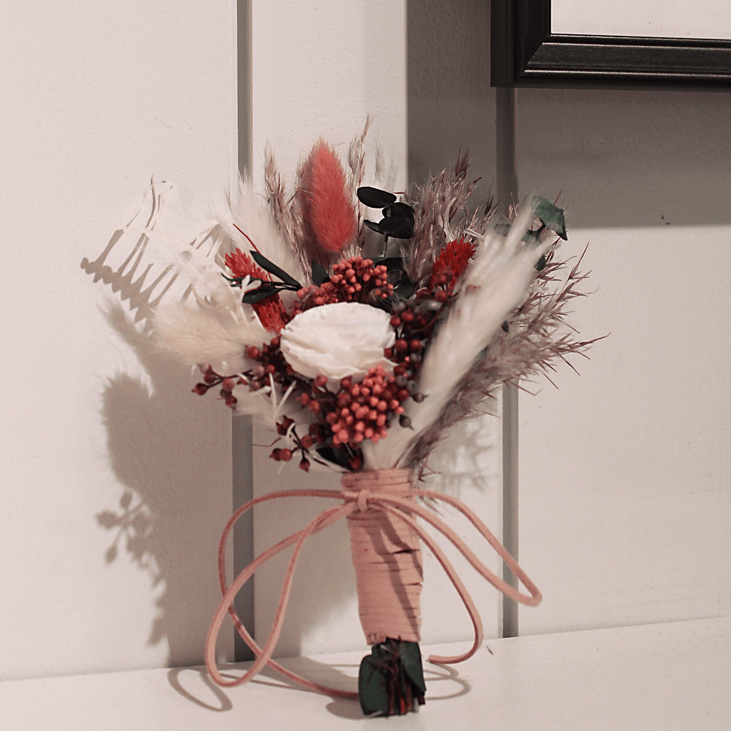 Pampas grass bouquet, terracotta mini bouquet