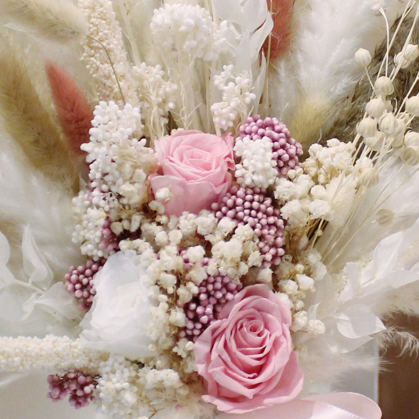 Pampas grass bouquet, pink wedding bouquet