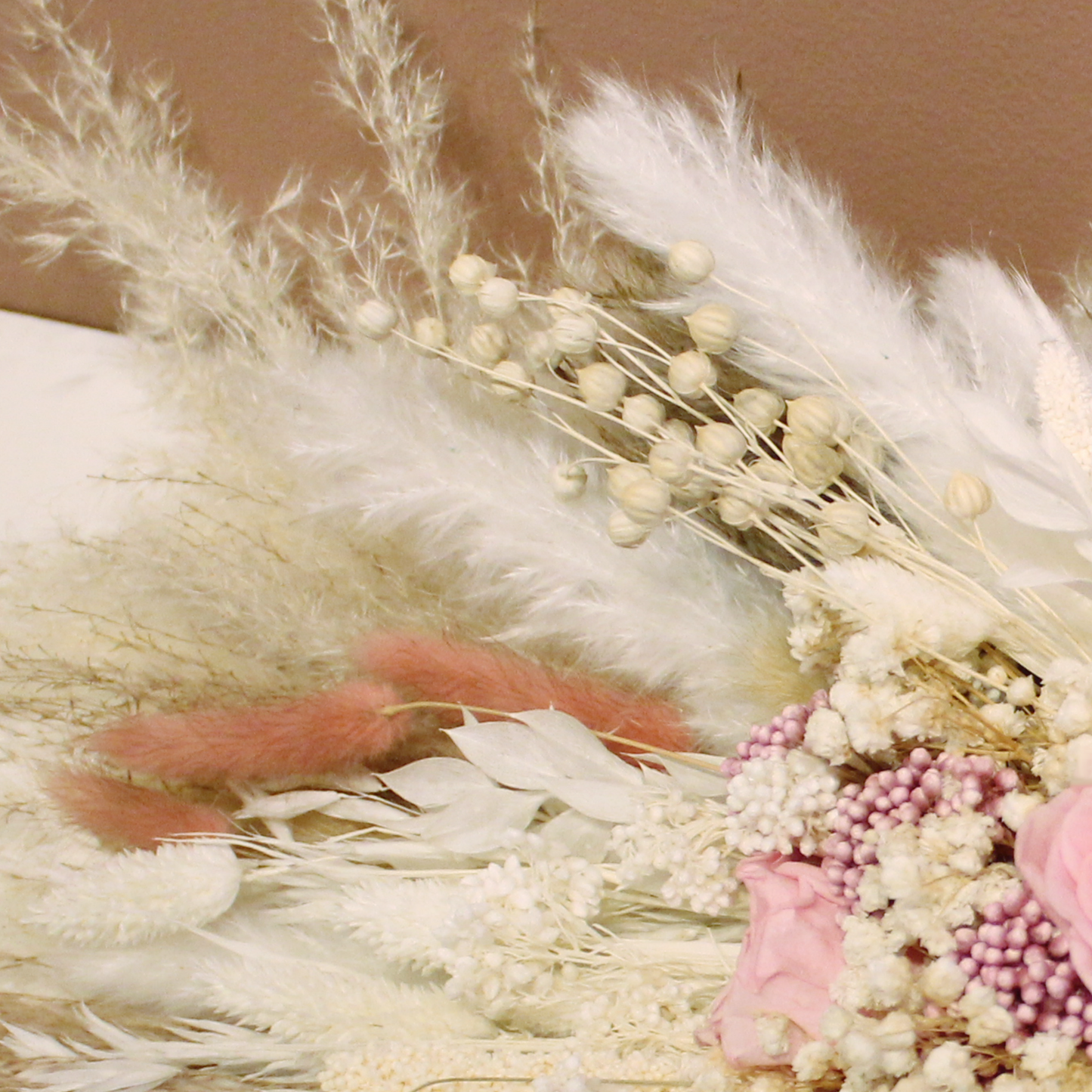 Pampas grass bouquet, pink wedding bouquet