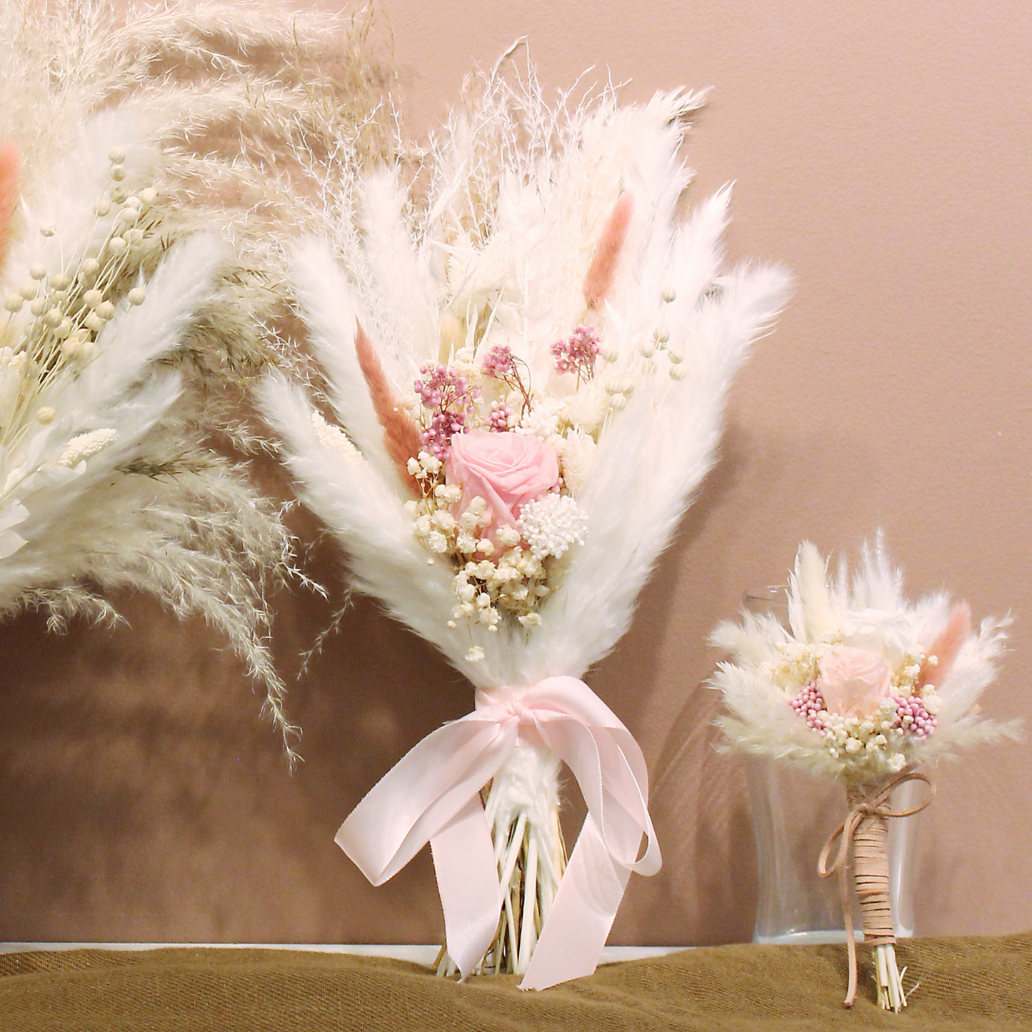 Pampas grass bouquet, pink small bouquet