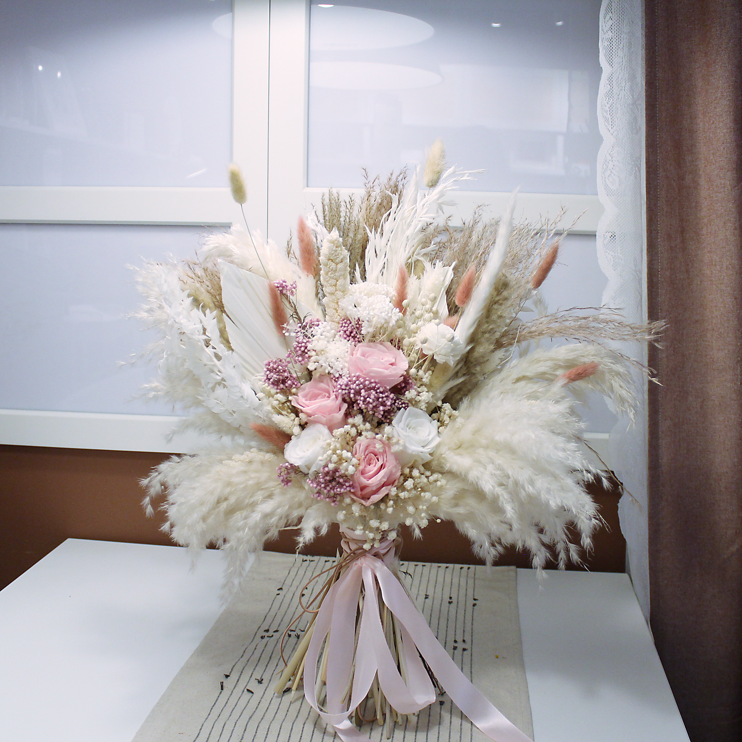 Pampas grass bouquet, pink large vase bouquet