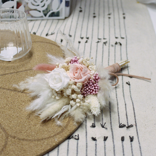 Mini Bouquet Romantic Wedding Brooch Corsage Pampas Grass Bouquet