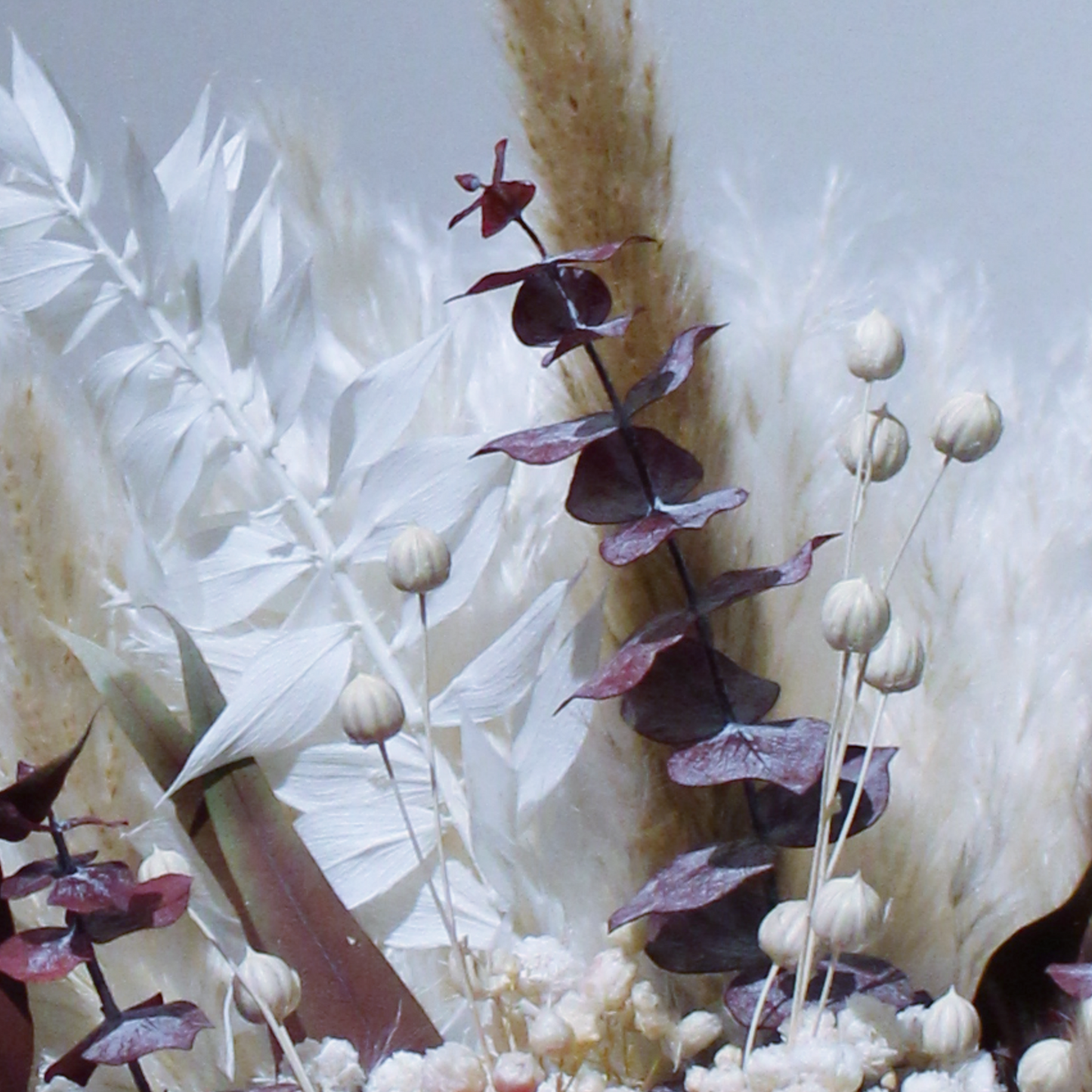 Pampas grass bouquet, purple wedding bouquet