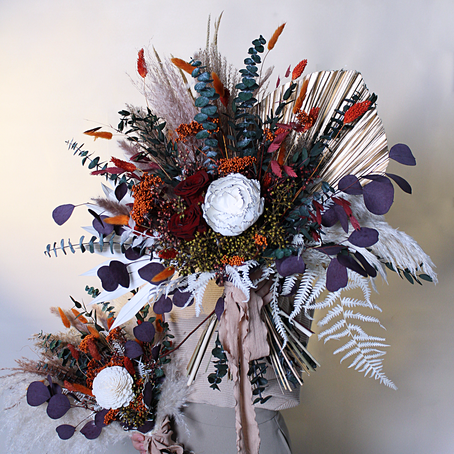 Pampas grass bouquet, terracotta large vase bouquet