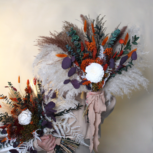 Pampas grass bouquet, terracotta wedding bouquet