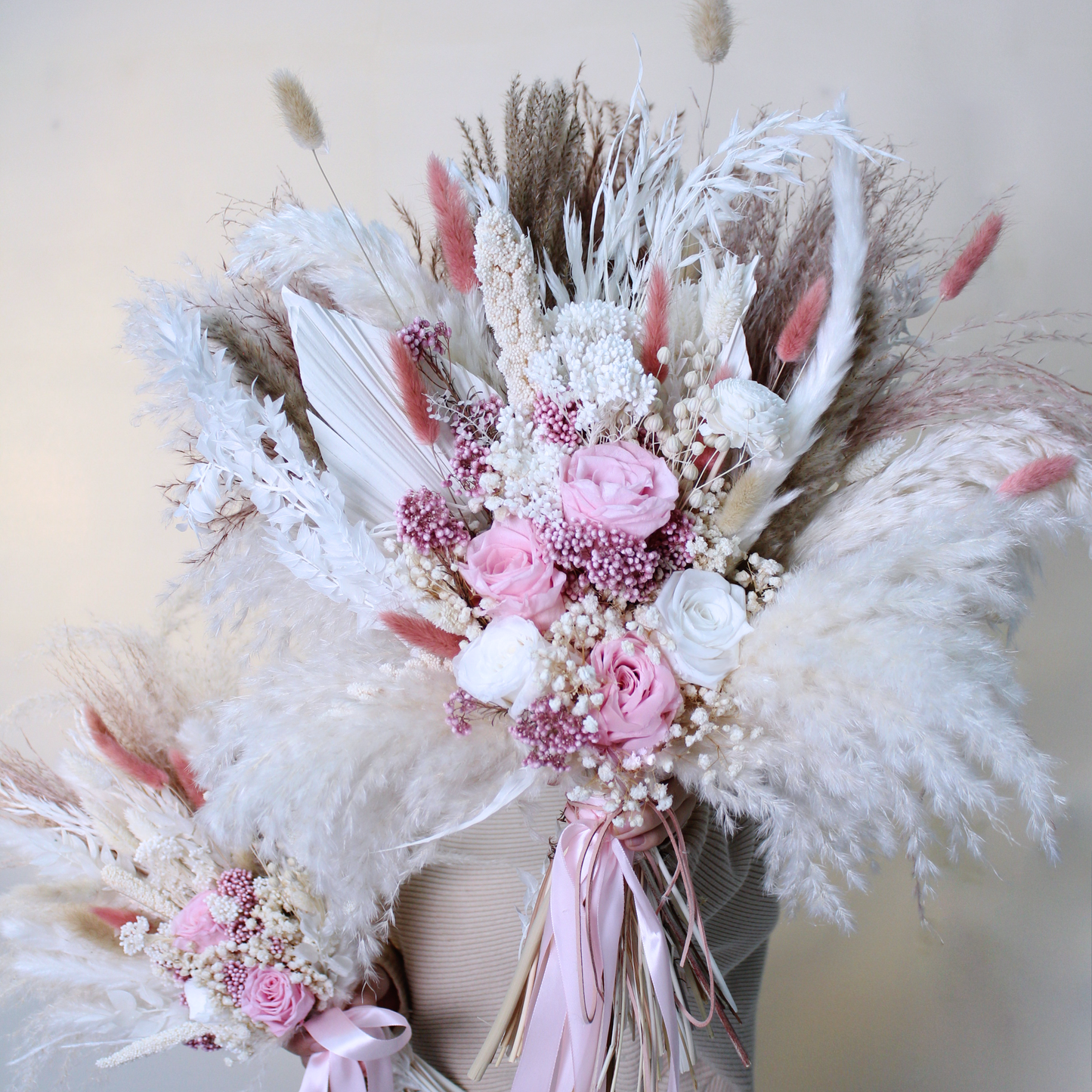 Pampas grass bouquet, pink large vase bouquet