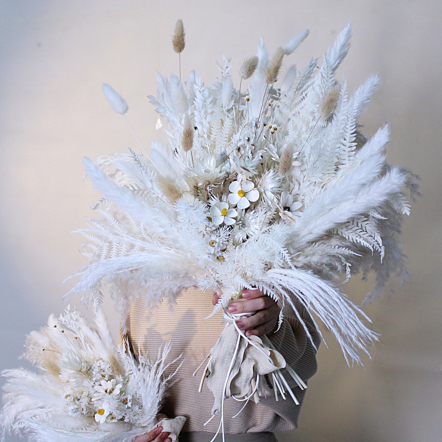 Pampas grass bouquet, white large vase bouquet
