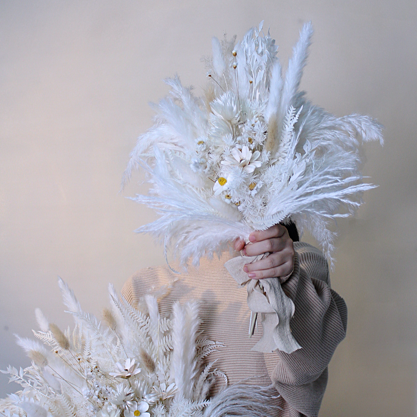 Pampas grass bouquet, white wedding bouquet