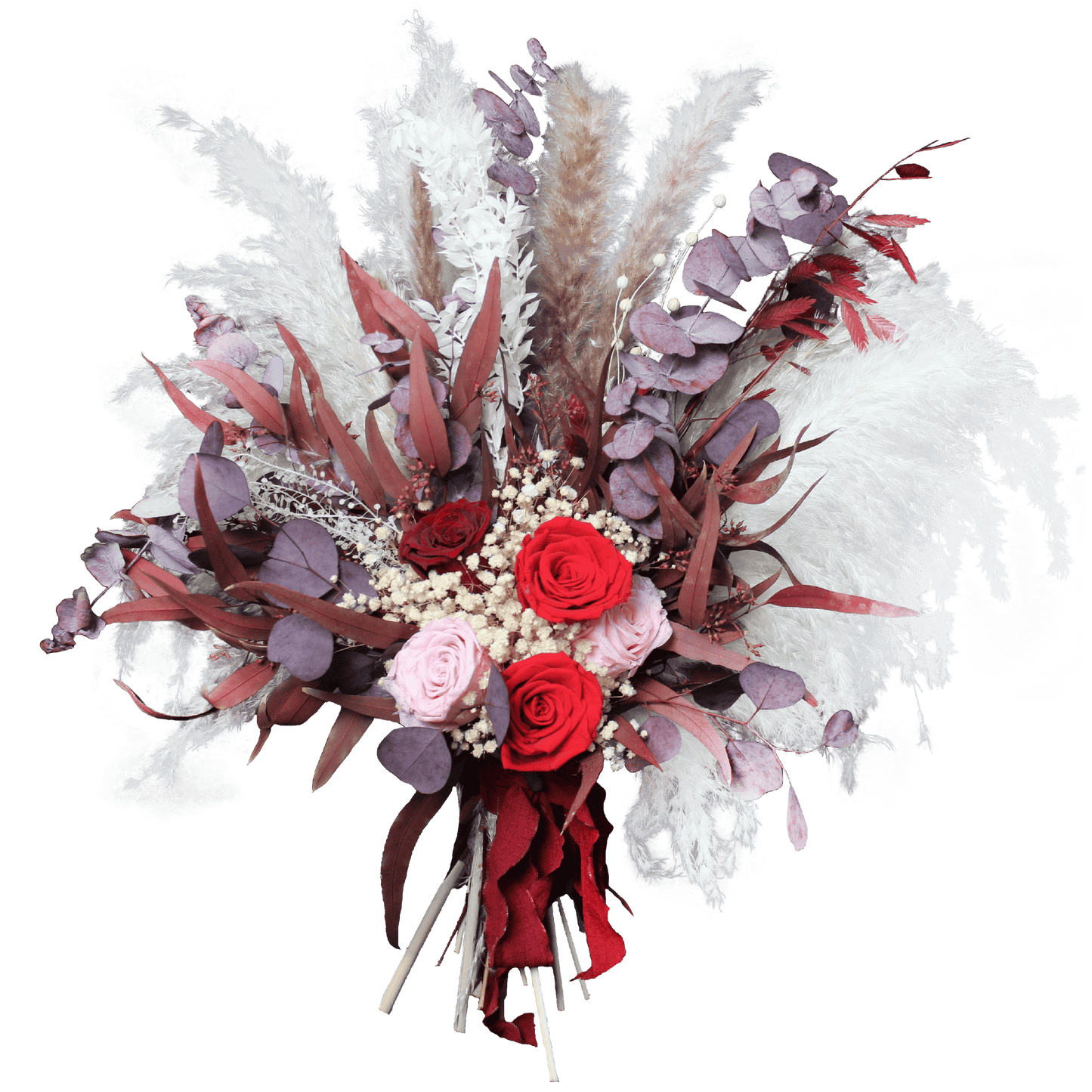 Pampas grass bouquet, purple large vase bouquet
