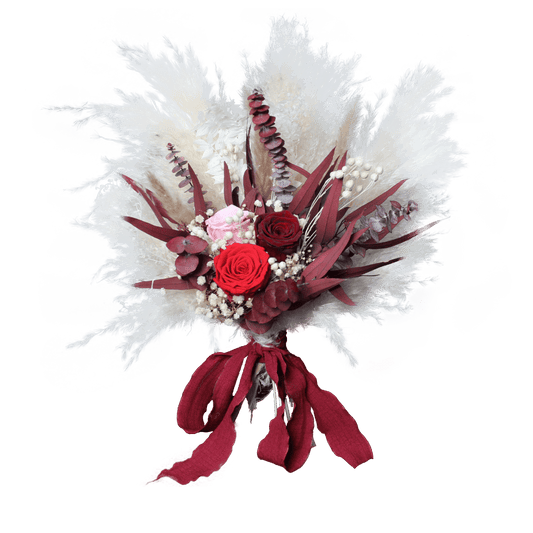 Pampas grass bouquet, purple wedding bouquet