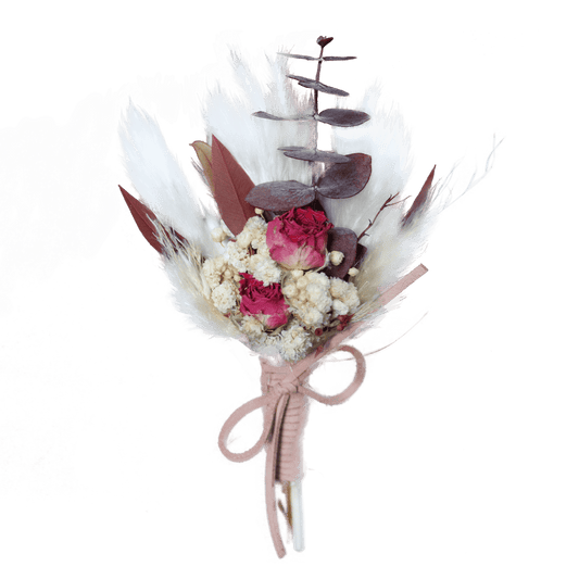 紫色迷你花束,浪漫婚礼胸针胸花 蒲苇花束