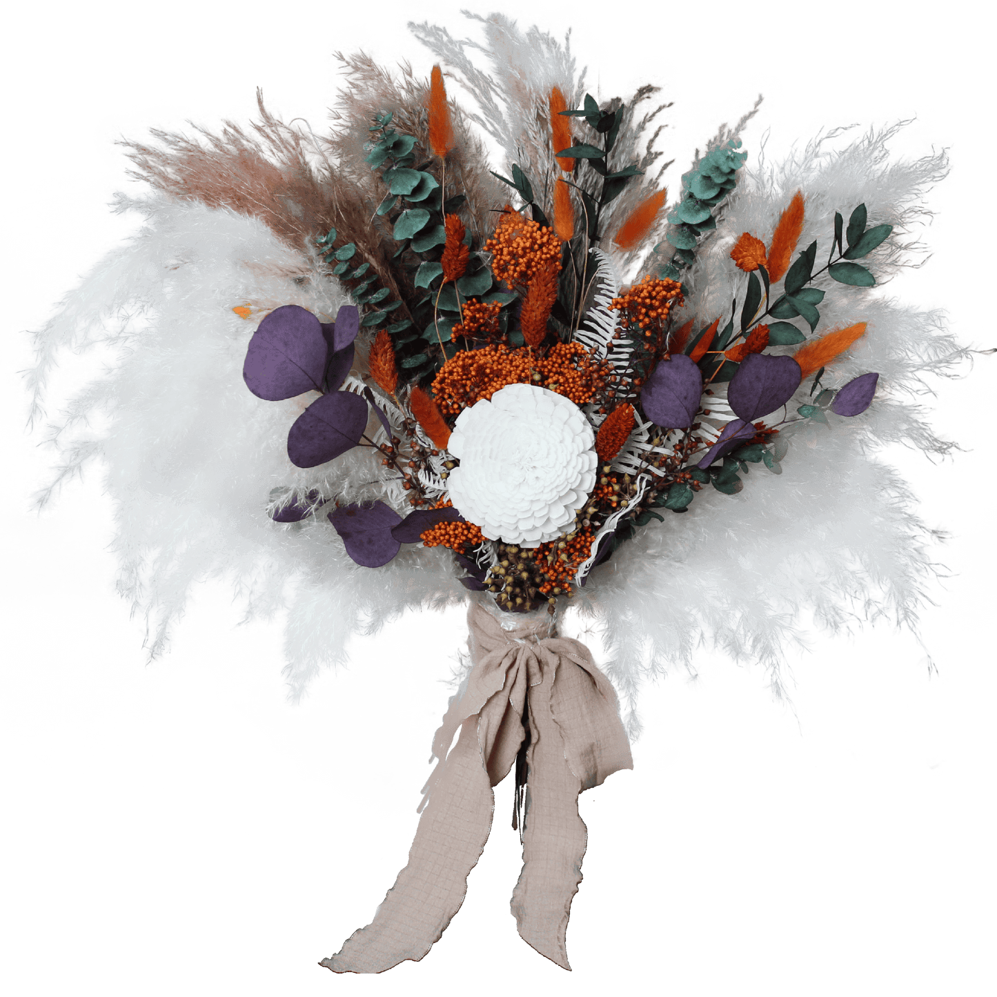 Pampas grass bouquet, terracotta wedding bouquet