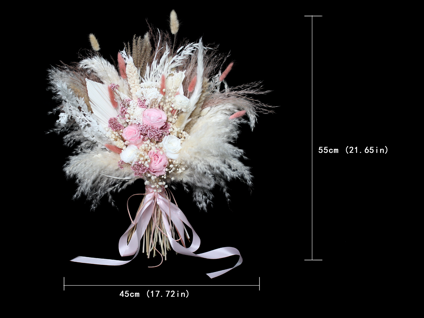 Pampas grass bouquet, pink large vase bouquet