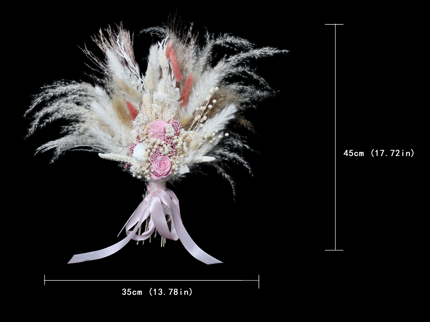 Pampas grass bouquet, pink wedding bouquet