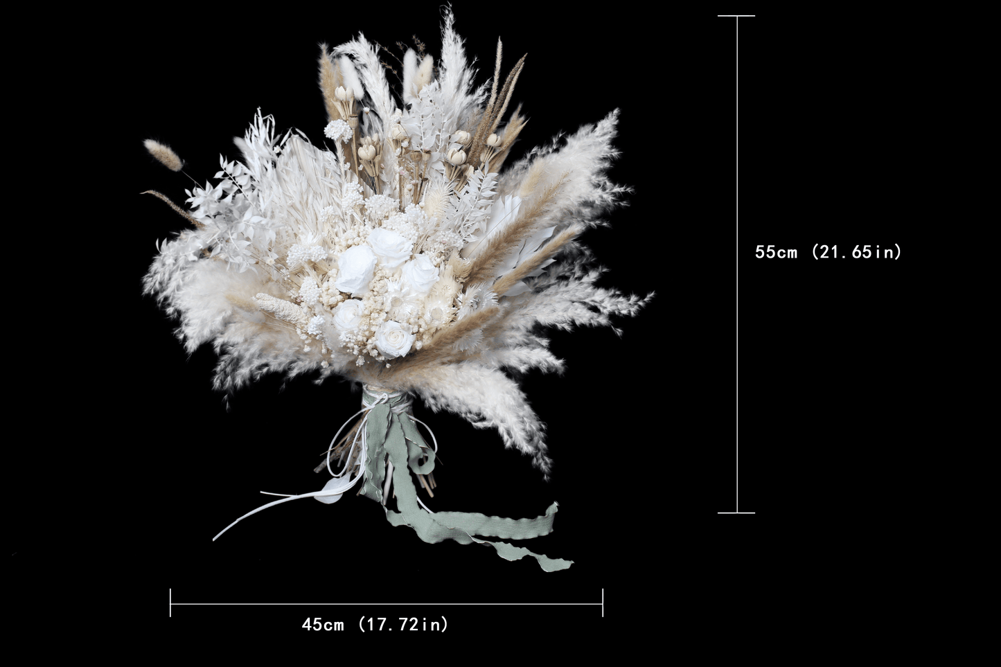 Pampas grass bouquet, ivory color large vase bouquet