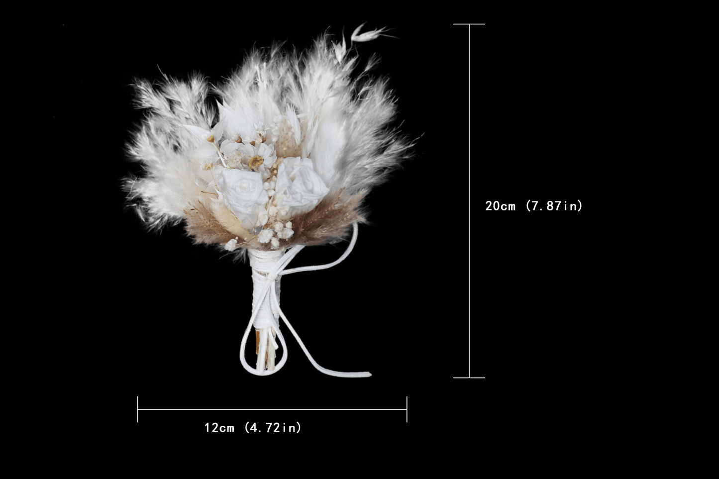 Pampas grass bouquet, ivory color mini bouquet