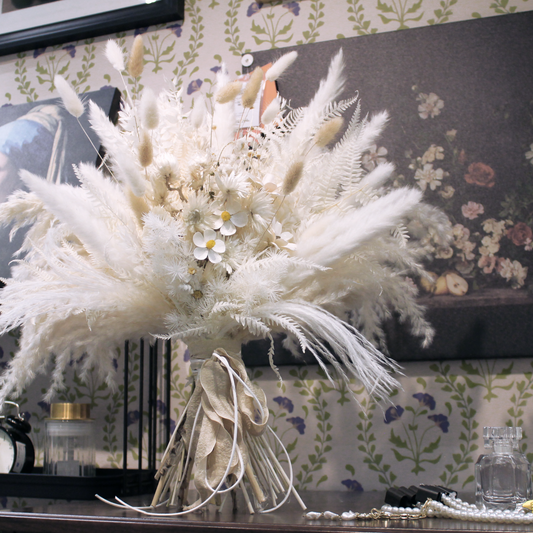 Pampas grass bouquet, white large vase bouquet