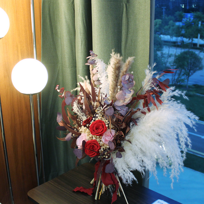 Pampas grass bouquet, purple large vase bouquet