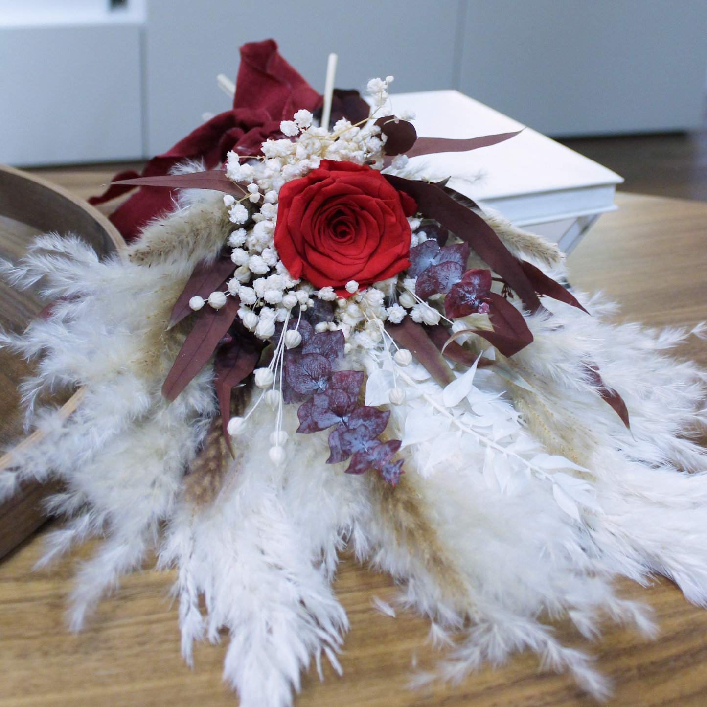Pampas grass bouquet, purple small bouquet