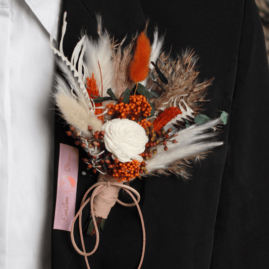 Pampas grass bouquet, terracotta mini bouquet
