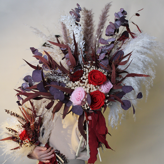 Pampas grass bouquet, purple large vase bouquet