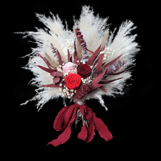 Pampas grass bouquet, purple wedding bouquet