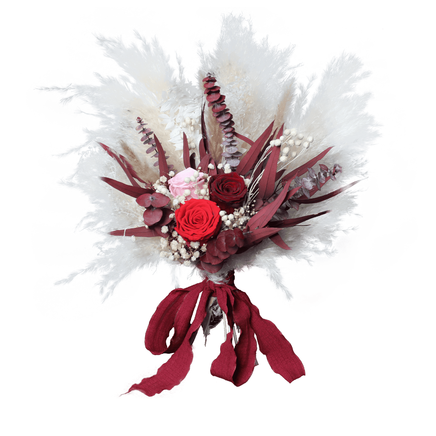 Pampas grass bouquet, purple wedding bouquet