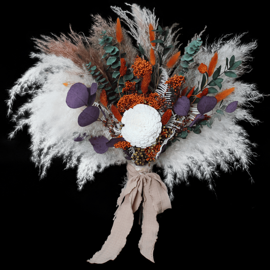 Pampas grass bouquet, terracotta wedding bouquet