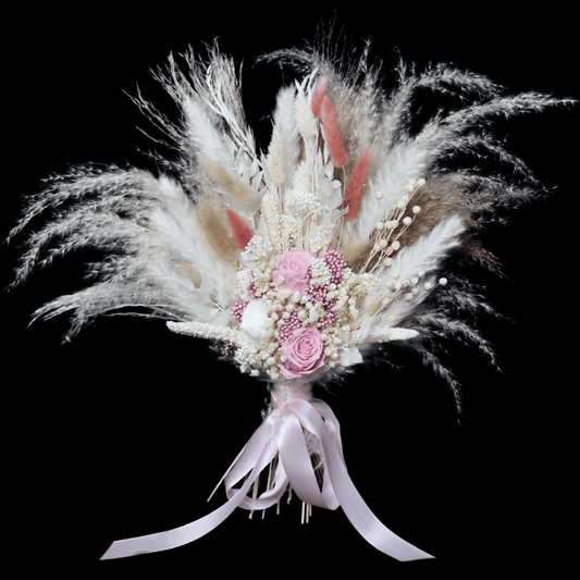 Pampas grass bouquet, pink wedding bouquet