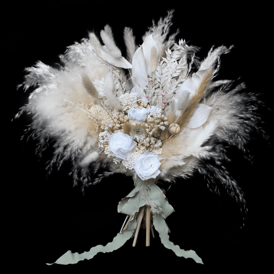 Pampas grass bouquet, ivory color wedding bouquet
