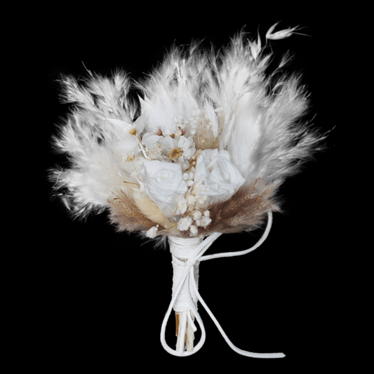 Pampas grass bouquet, ivory color mini bouquet