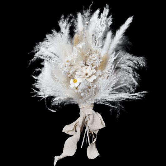 Pampas grass bouquet, white wedding bouquet
